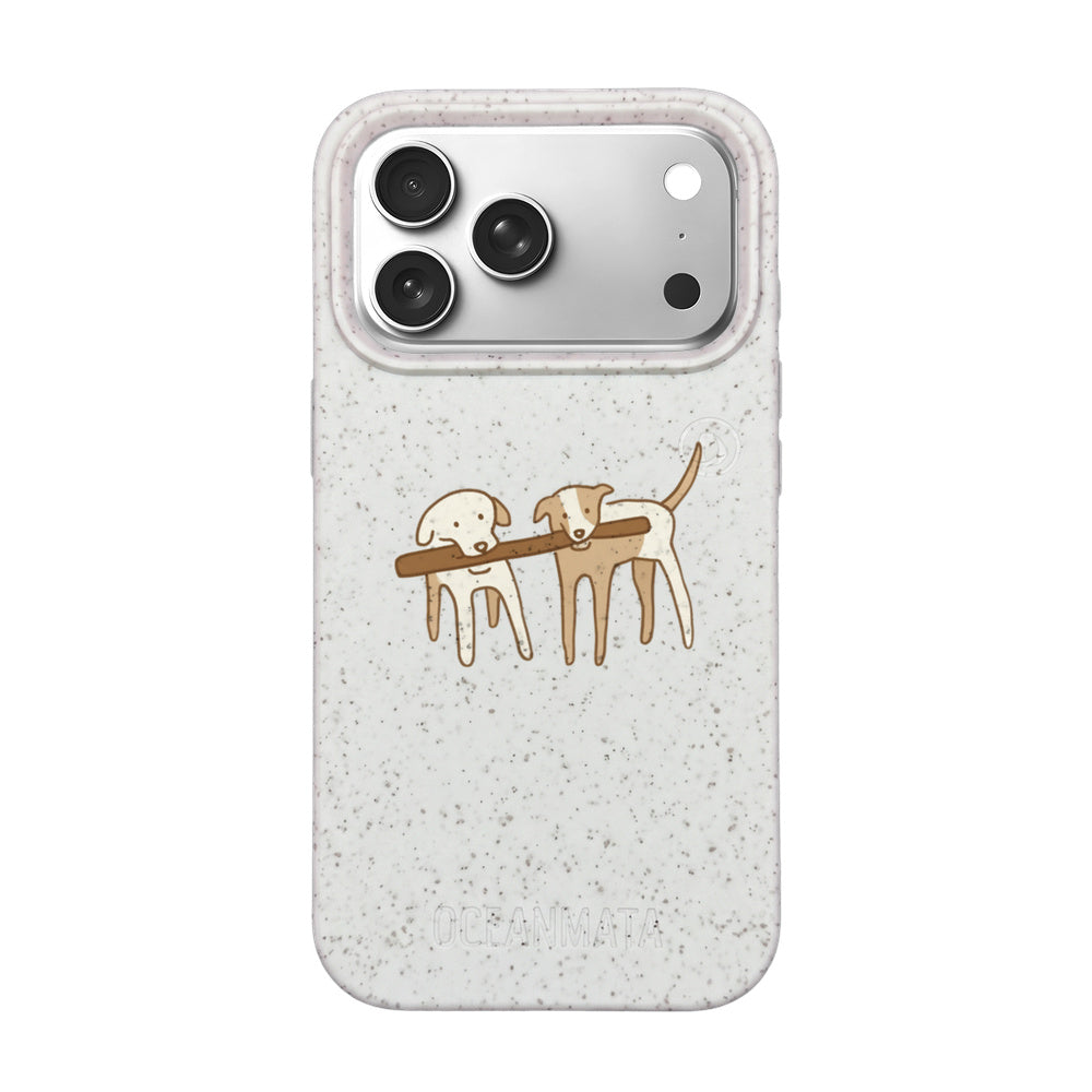 iPhone 18 Pro Max / 17 Pro Max Hülle - Hunde weiß - "Wuff" - nachhaltig