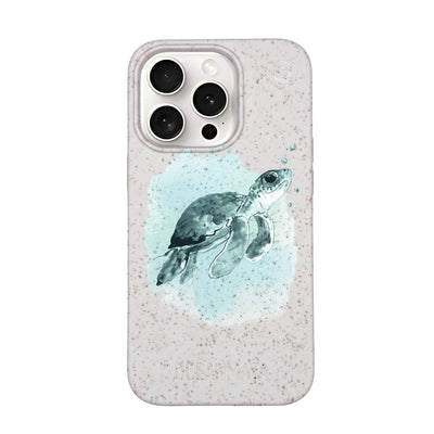 iPhone 15 Pro Case - Green Turtle - "Baby Turtle" - Sustainable