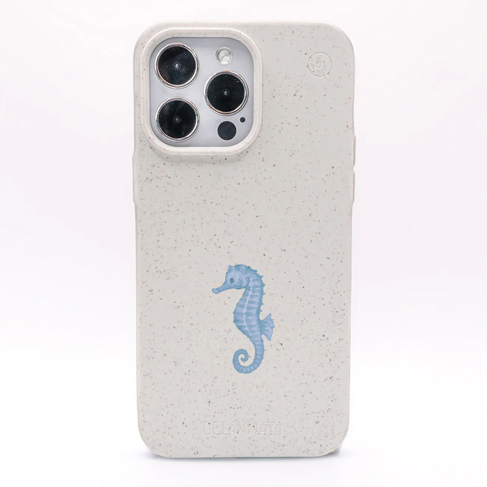 iPhone 13 mini Hülle - Seepferdchen weiß - "SeahorseTale" - nachhaltig