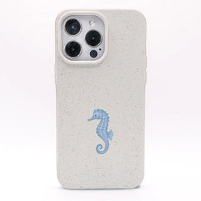 iPhone 14 pro Hülle - Seepferdchen weiß - "SeahorseTale" - nachhaltig