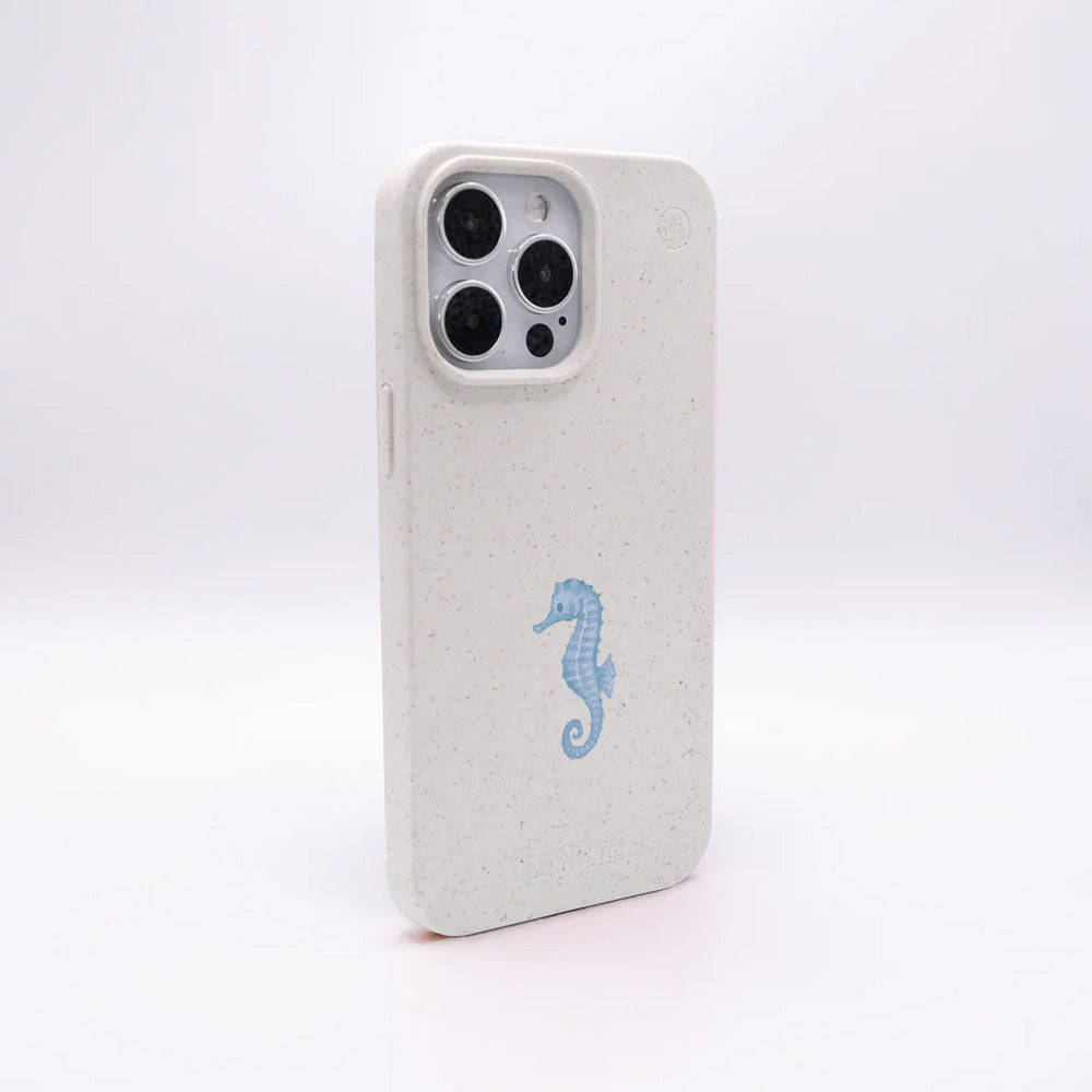iPhone SE/7/8 Hülle - Seepferdchen weiß - "SeahorseTale" - nachhaltig