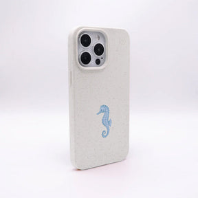 iPhone 16 pro Hülle - Seepferdchen weiß - "SeahorseTale" - nachhaltig