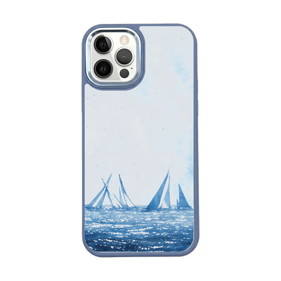 iPhone 12 pro / iPhone 12 Hülle - segeln blau - "BlueHorizon" - nachhaltig