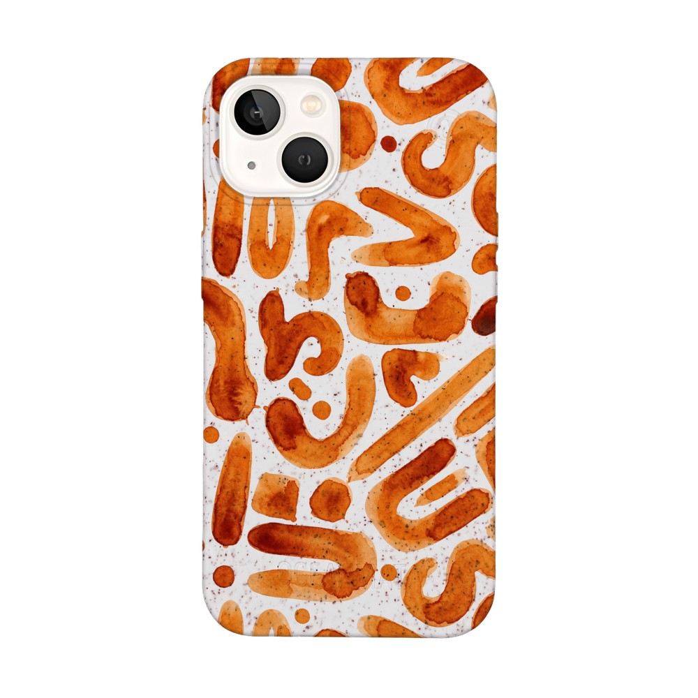 iPhone 13 Hülle - orange - "buchstabensuppe" - nachhaltig