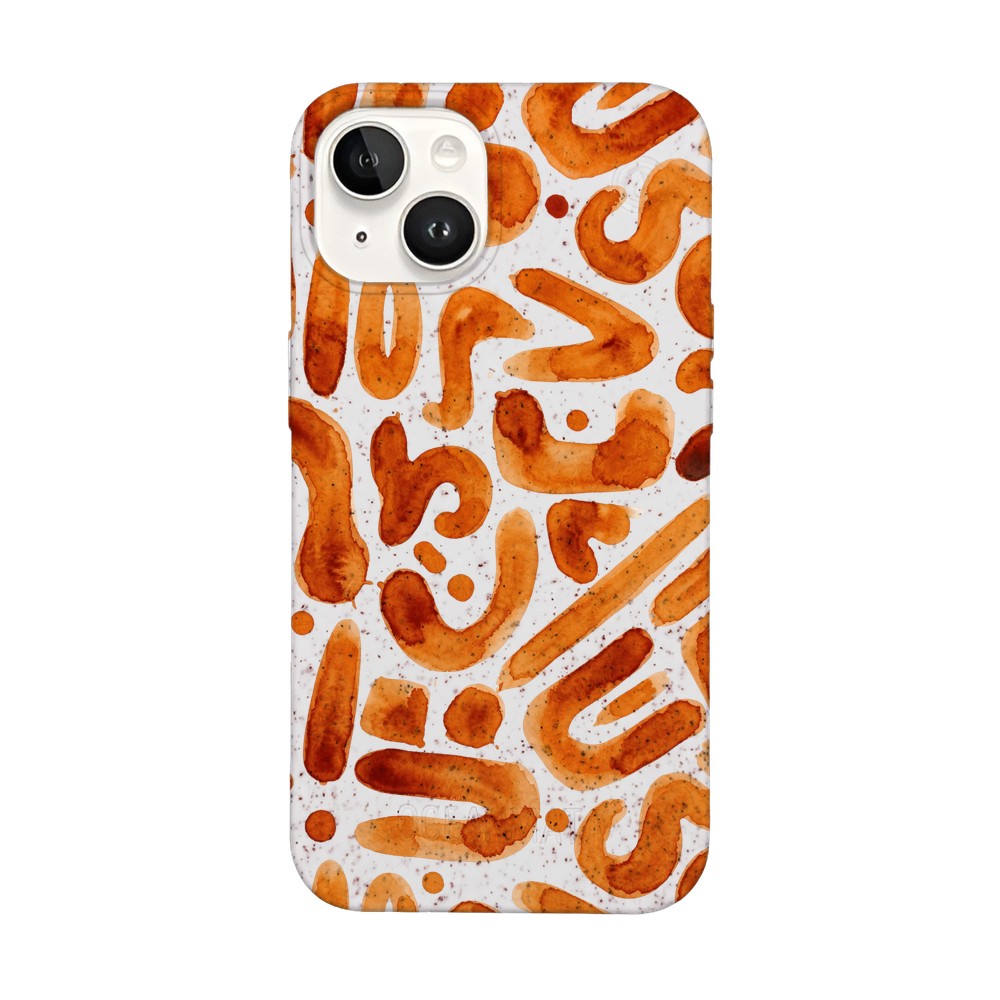 iPhone 14 Hülle - orange - "buchstabensuppe" - nachhaltig