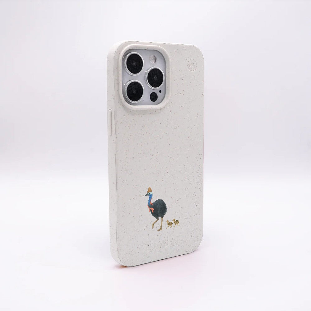 iPhone 13 pro Hülle - Cassowary weiß - "CassowaryStroll" - nachhaltig