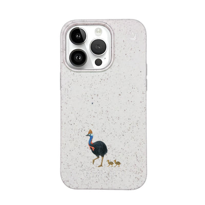 iPhone 14 pro max Hülle - Cassowary weiß - "CassowaryStroll" - nachhaltig
