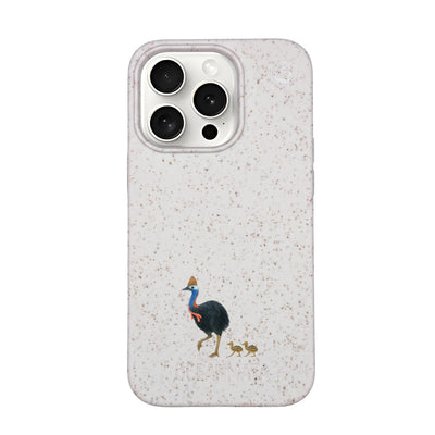 iPhone 15 pro Hülle - Cassowary weiß - "CassowaryStroll" - nachhaltig