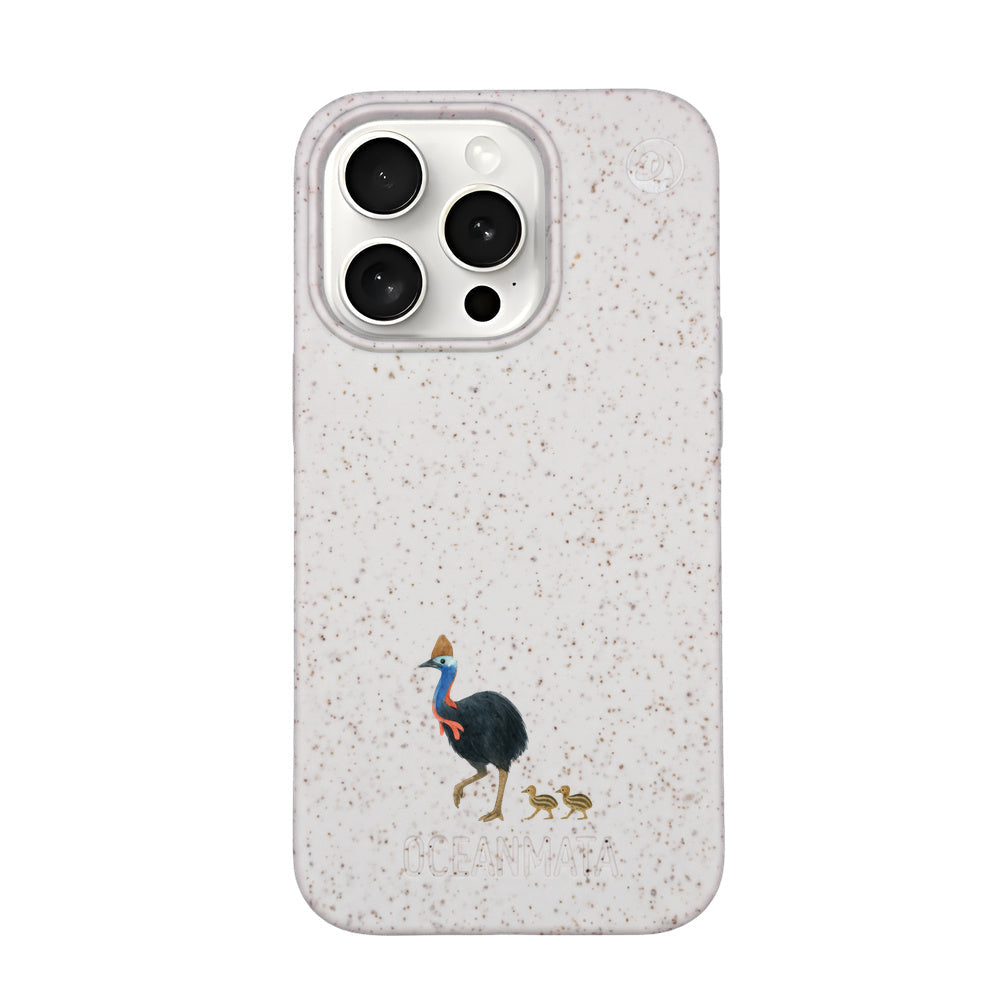 iPhone 15 pro max Hülle - Cassowary weiß - "CassowaryStroll" - nachhaltig
