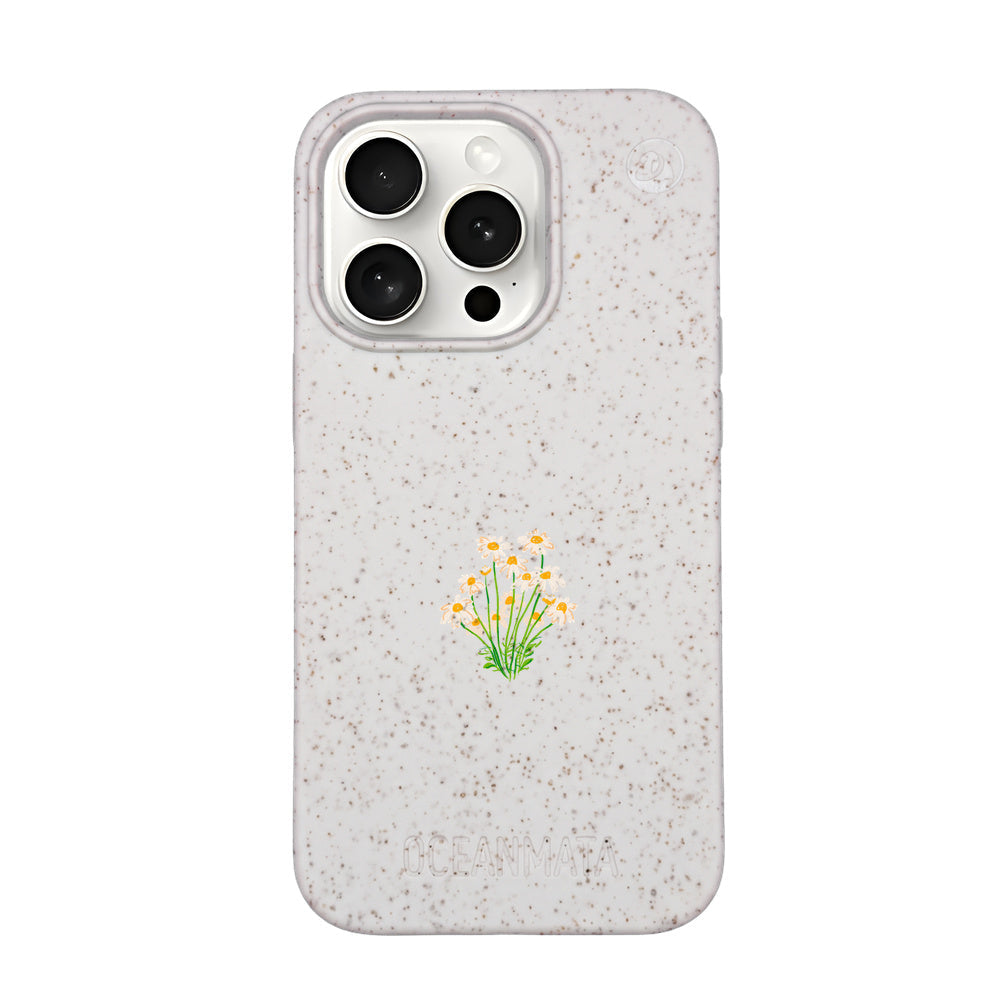 iPhone 15 pro Hülle - Blumen weiß - "Daisy" - nachhaltig