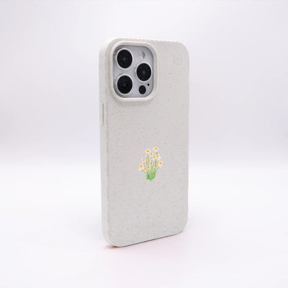 iPhone 16 Hülle - Blumen weiß - "Daisy" - nachhaltig