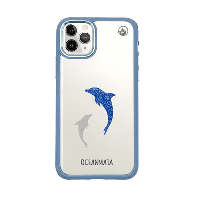 iPhone 11 pro hoesje - dolfijnblauw - "Dolphin Twins" - duurzaam