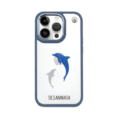 iPhone 14 pro max case - dolphin blue - "Dolphin Twins" - sustainable