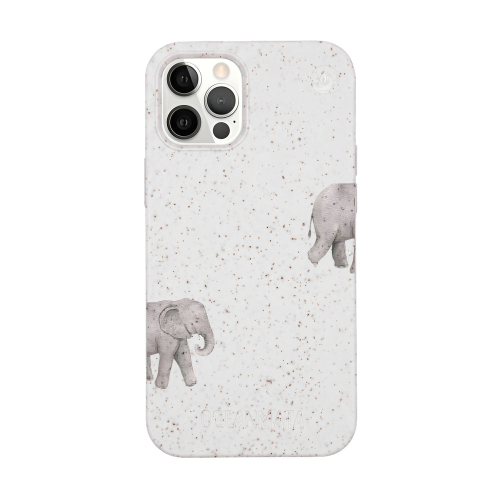 iPhone 12 pro / iPhone 12 Hülle - Elefant weiß - "Ele-Fant" - nachhaltig