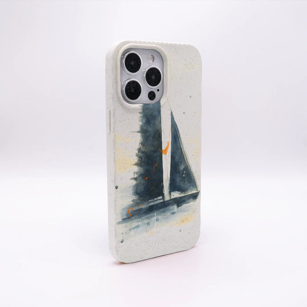 iPhone 13 mini Hülle - Segeln weiß - "Golden Horizon" - nachhaltig