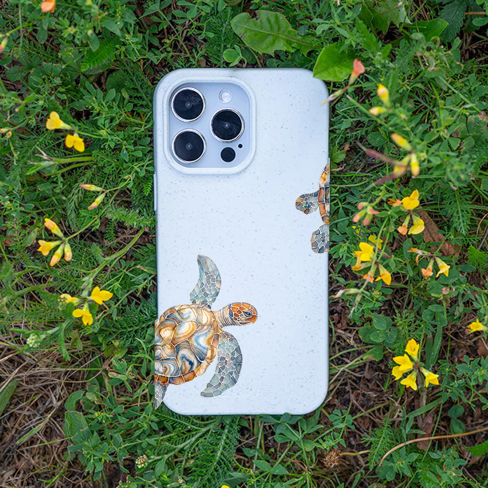 iPhone 16 Hülle - Schildkröte weiß - "TurtleGaze" - nachhaltig