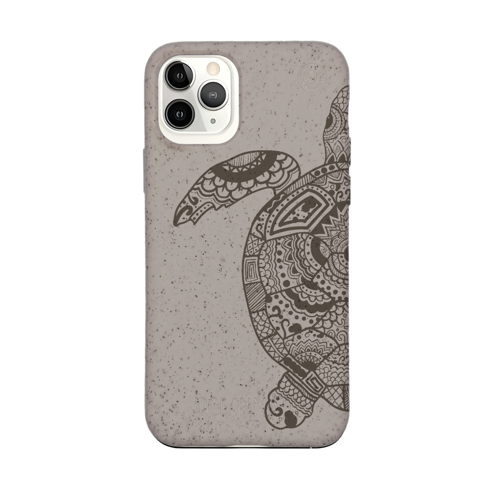iPhone 11 pro Hülle - beige - "GREEN TURTLE" - nachhaltig