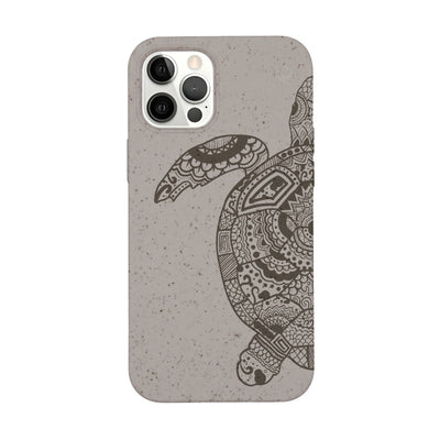 iPhone 12 pro case - beige - "GREEN TURTLE" - sustainable