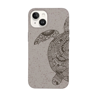 iPhone 14 Hülle - beige - "GREEN TURTLE" - nachhaltig