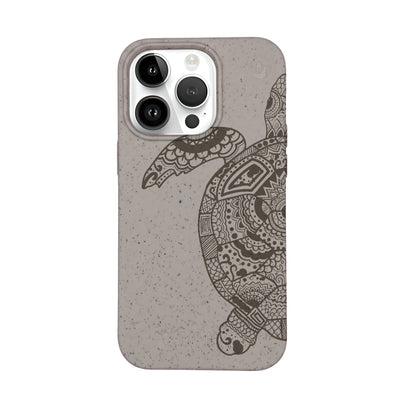 iPhone 14 pro case - beige - "GREEN TURTLE" - sustainable