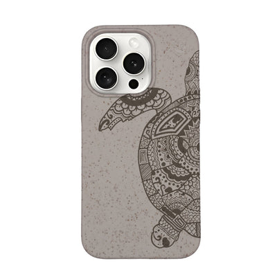 iPhone 15 pro Hülle - beige - "GREEN TURTLE" - nachhaltig