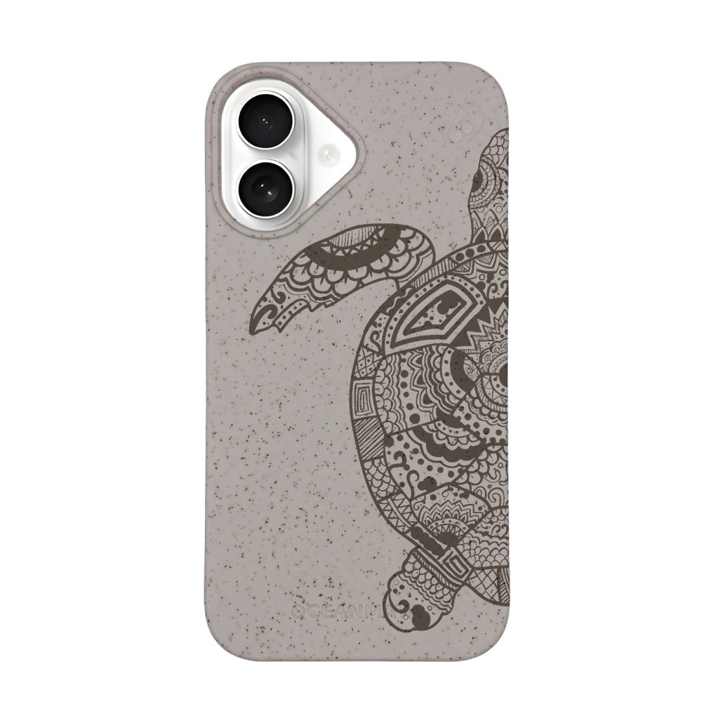 iPhone 16 Hülle - beige - "GREEN TURTLE" - nachhaltig