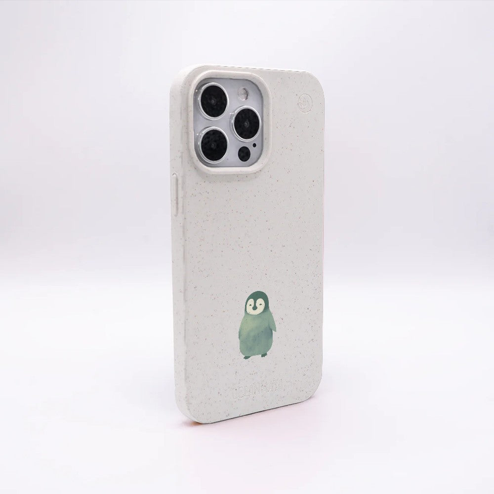 iPhone 15 pro Hülle - Pinguin weiß - "HappyPinguin" - nachhaltig