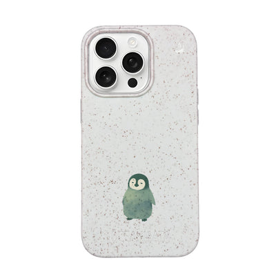 iPhone 16 pro Hülle - Pinguin weiß - "HappyPinguin" - nachhaltig