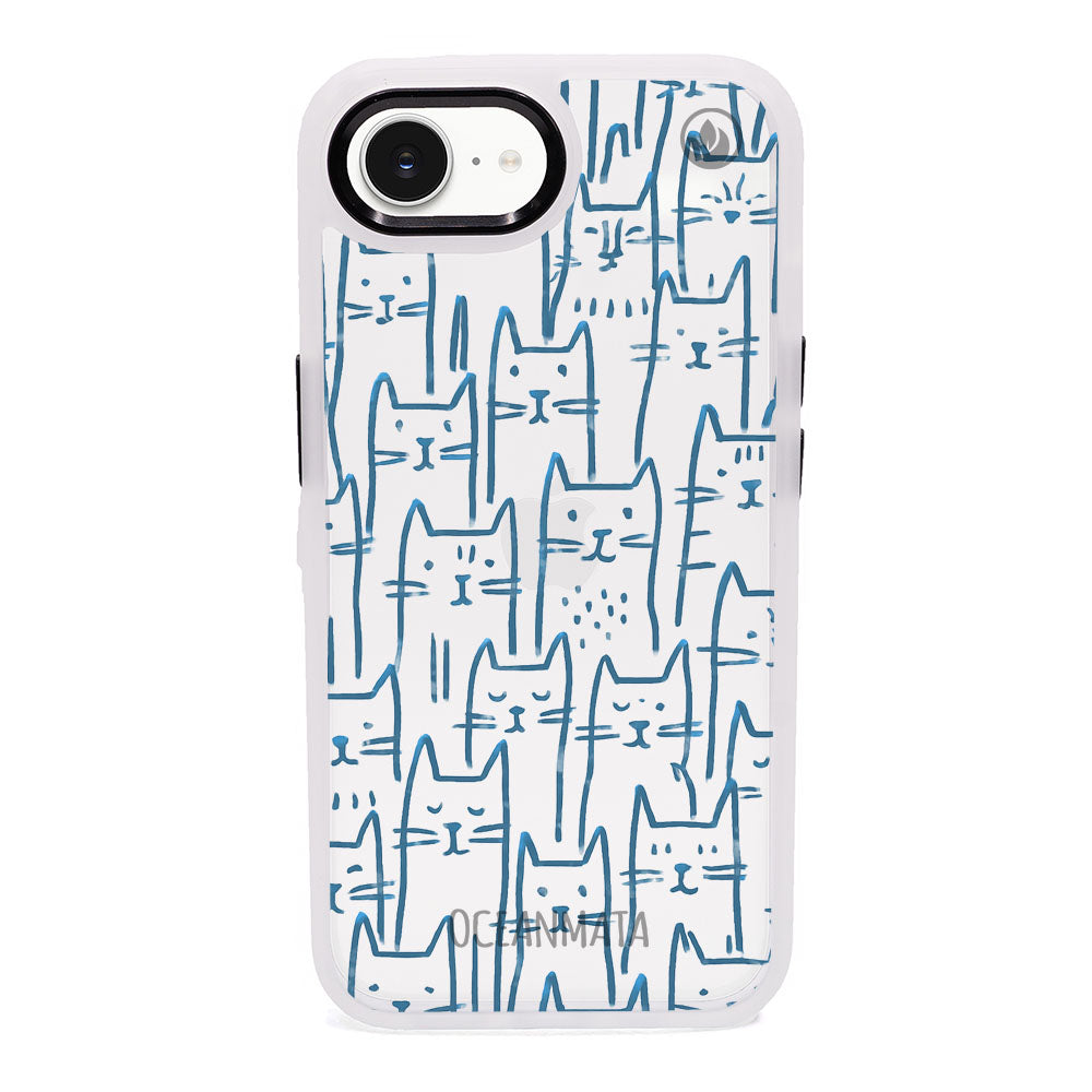 iPhone 16e/17e Hülle - Katzen blau - "miau" - nachhaltig