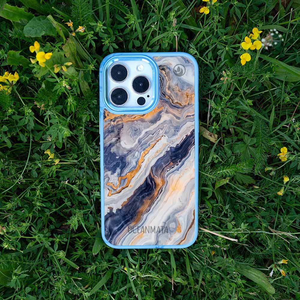 iPhone 16 pro Hülle - marmor blau - "BlueMarble" - nachhaltig
