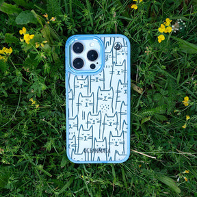 iPhone 12 pro / iPhone 12 Hülle - Katzen blau - "miau" - nachhaltig