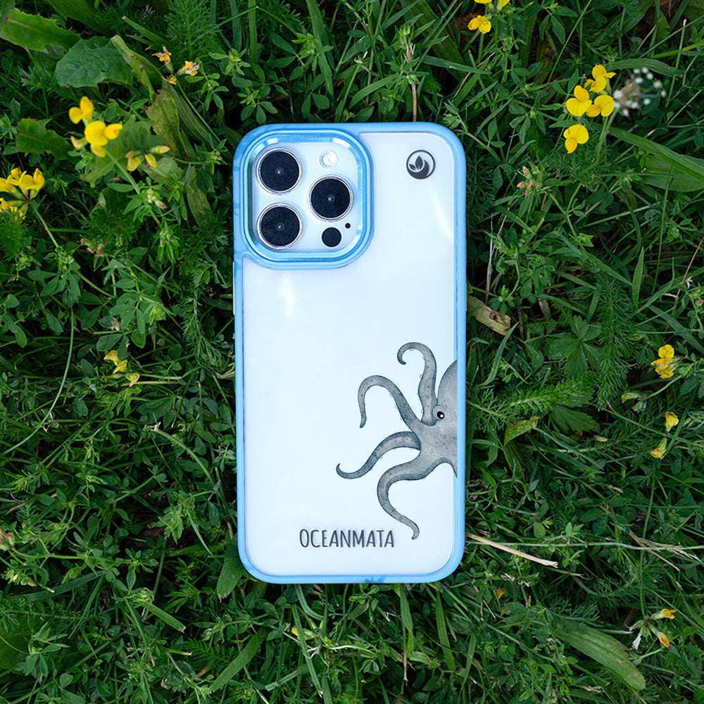 iPhone 15 pro Hülle - Oktopus blau - "TentacleTheory" - nachhaltig