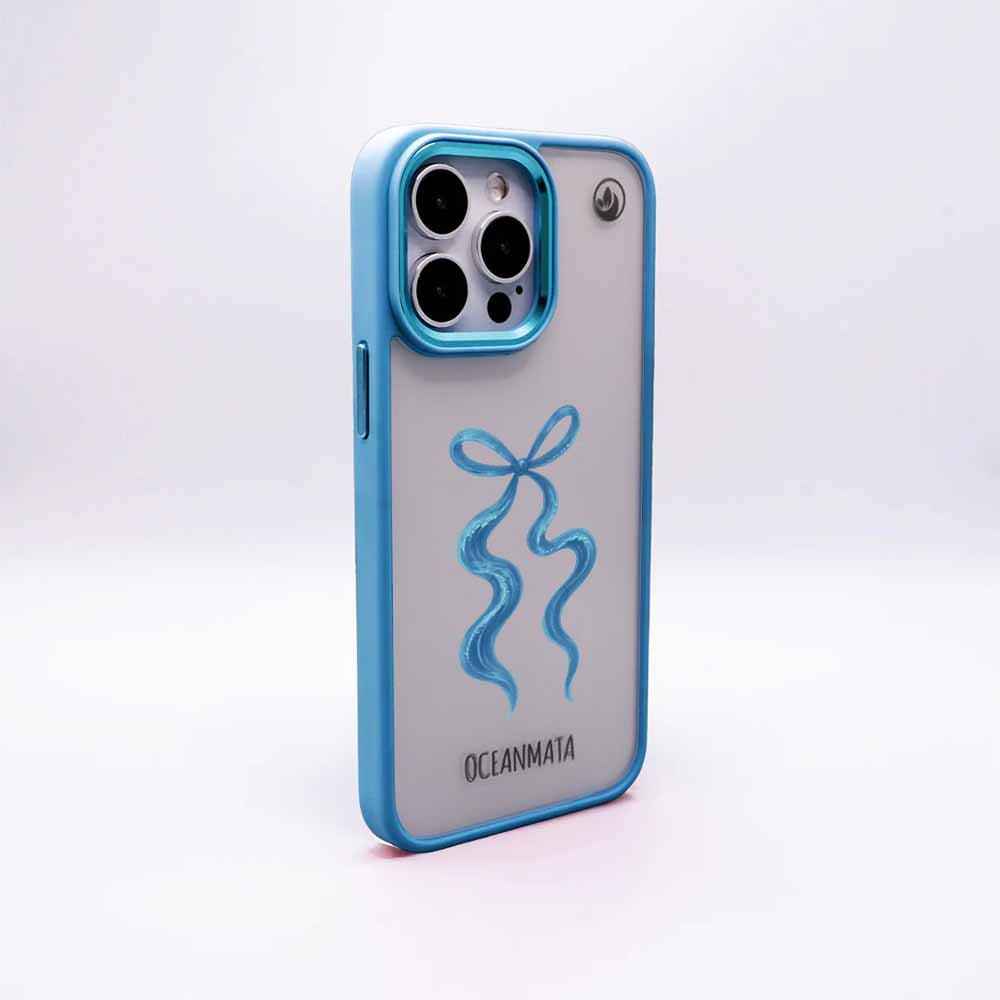 iPhone 16e/17e Hülle - Schleife blau - "tideknot" - nachhaltig