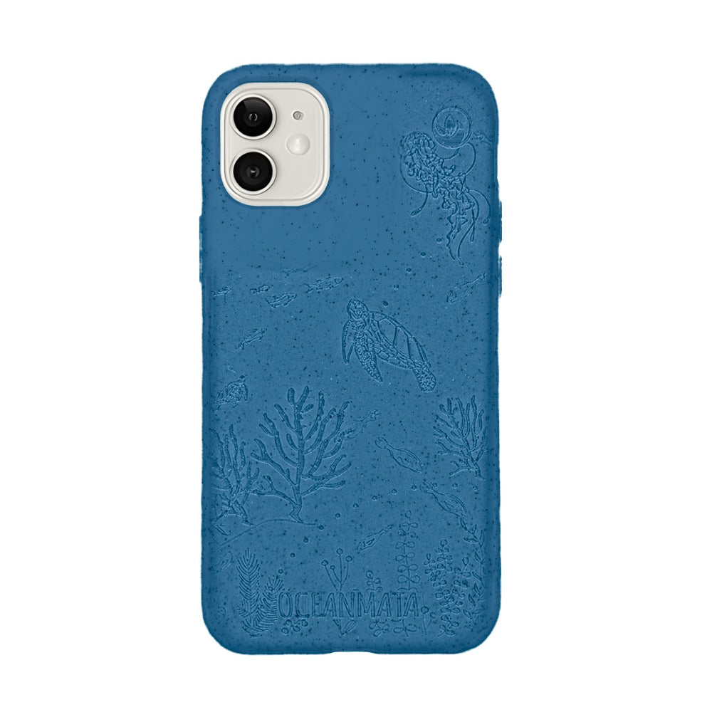 nachhaltige Bio-Hülle blau mit Turtle-Family-Prägung