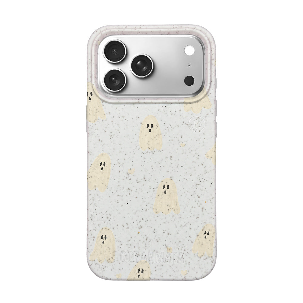 iPhone 18 Pro Max / 17 Pro Max Hülle - Geist weiß - "LittleGhost" - nachhaltig