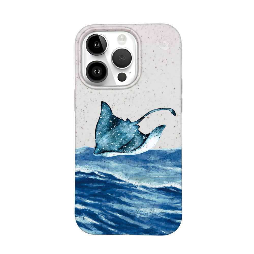 iPhone 14 pro hoesje - wit Manta - "Manta Wave" - ​​duurzaam