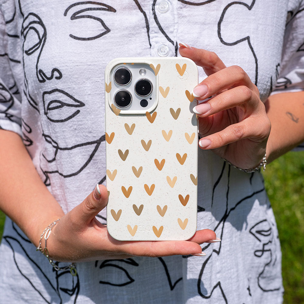 iPhone 15 pro Hülle - Herz weiß - "AutumnLove" - nachhaltig