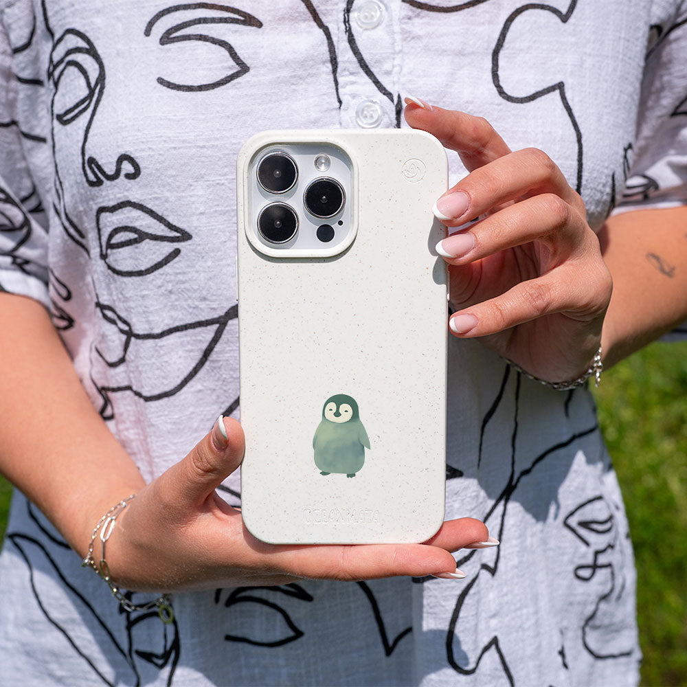 iPhone 12 mini Hülle - Pinguin weiß - "HappyPinguin" - nachhaltig