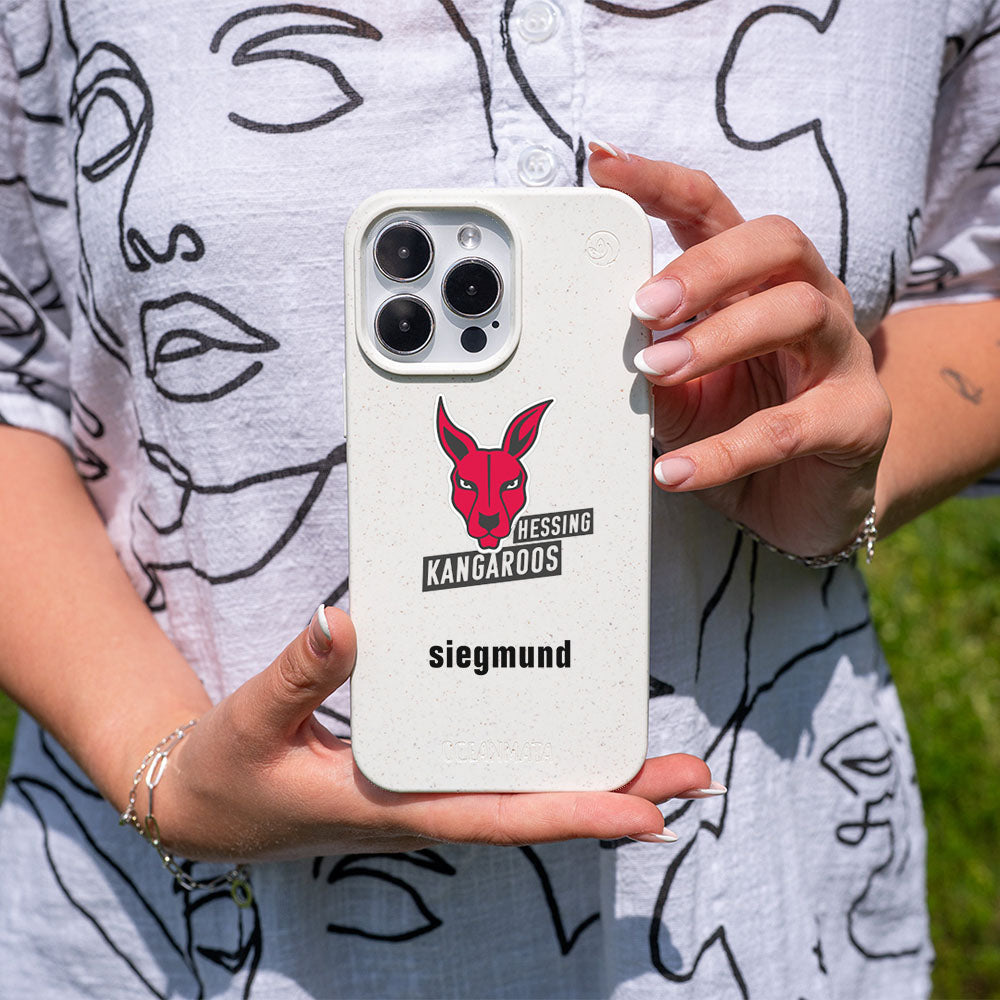 iPhone 16 Hülle - weiß - "Hessing Kangaroos " - nachhaltig