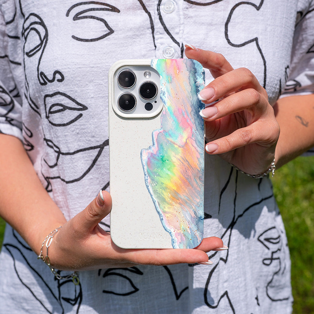 iPhone 11 Hülle - Regenbogen Welle weiß - "WaveOfPride" - nachhaltig