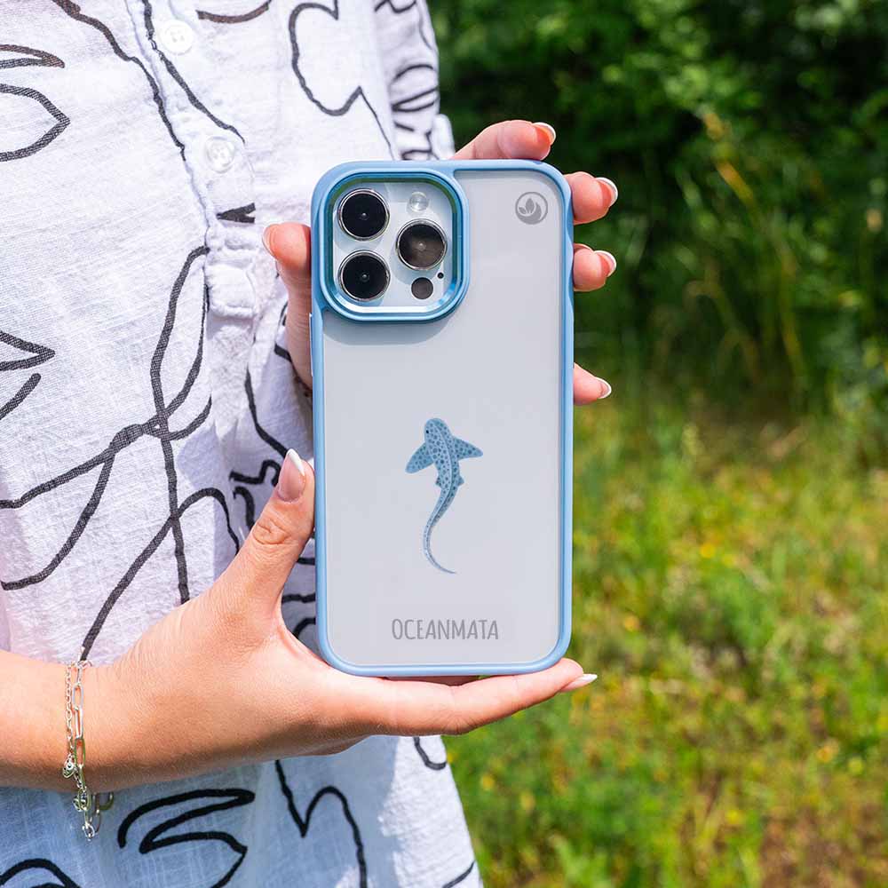 iPhone 16e/17e Hülle - Leopardenhai blau - "BlueLeopard" - nachhaltig