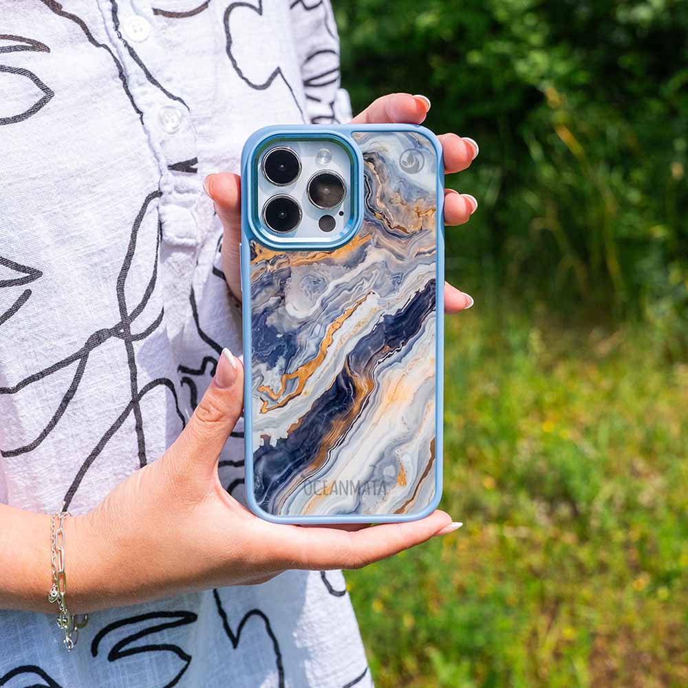 iPhone 11 Hülle - marmor blau - "BlueMarble" - nachhaltig