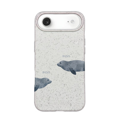 iPhone 17 Air Hülle - Robbe weiß - "mooornin" - nachhaltig
