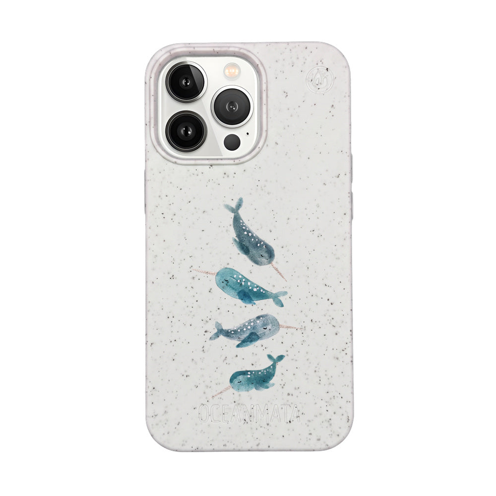 iPhone 13 pro max Hülle - Narwal weiß - "Narwhale" - nachhaltig