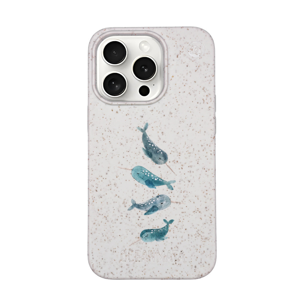 iPhone 15 pro max Hülle - Narwal weiß - "Narwhale" - nachhaltig