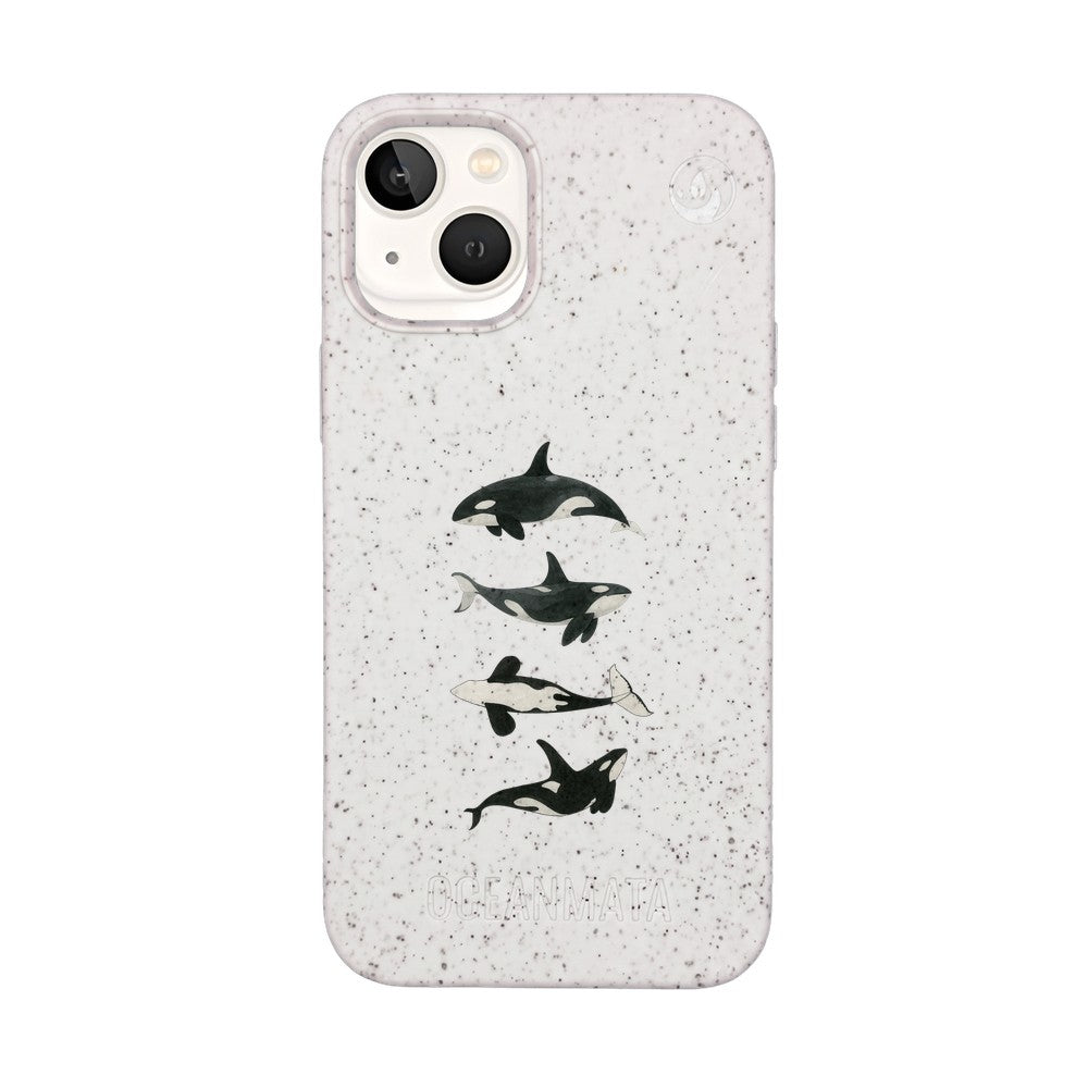 iPhone 13 mini Hülle - Orca weiß - "OrcaFamily" - nachhaltig