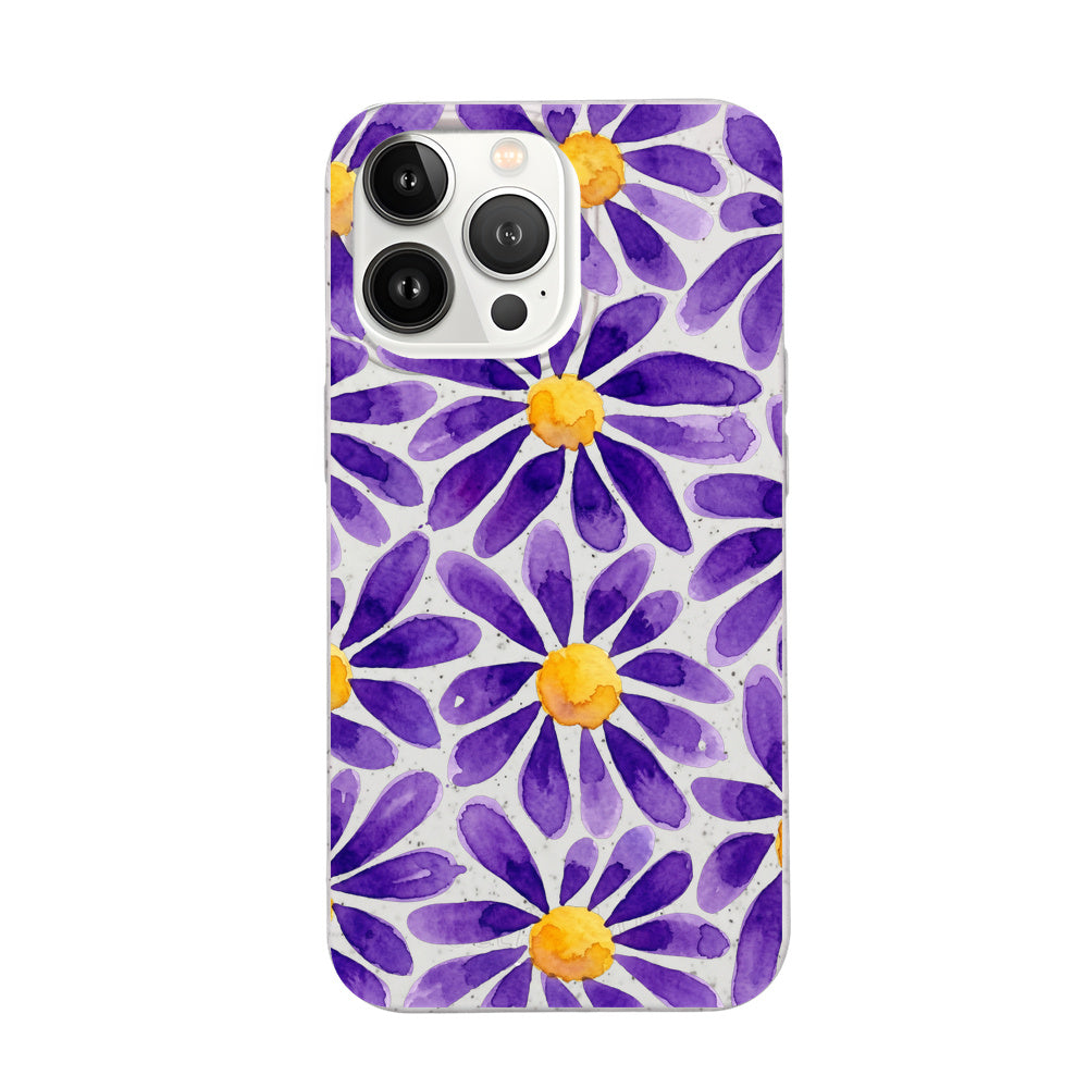Biologisch abbaubare Handyhülle iPhone 13 pro Purplebloom — kompostierbar — Vorderseite
