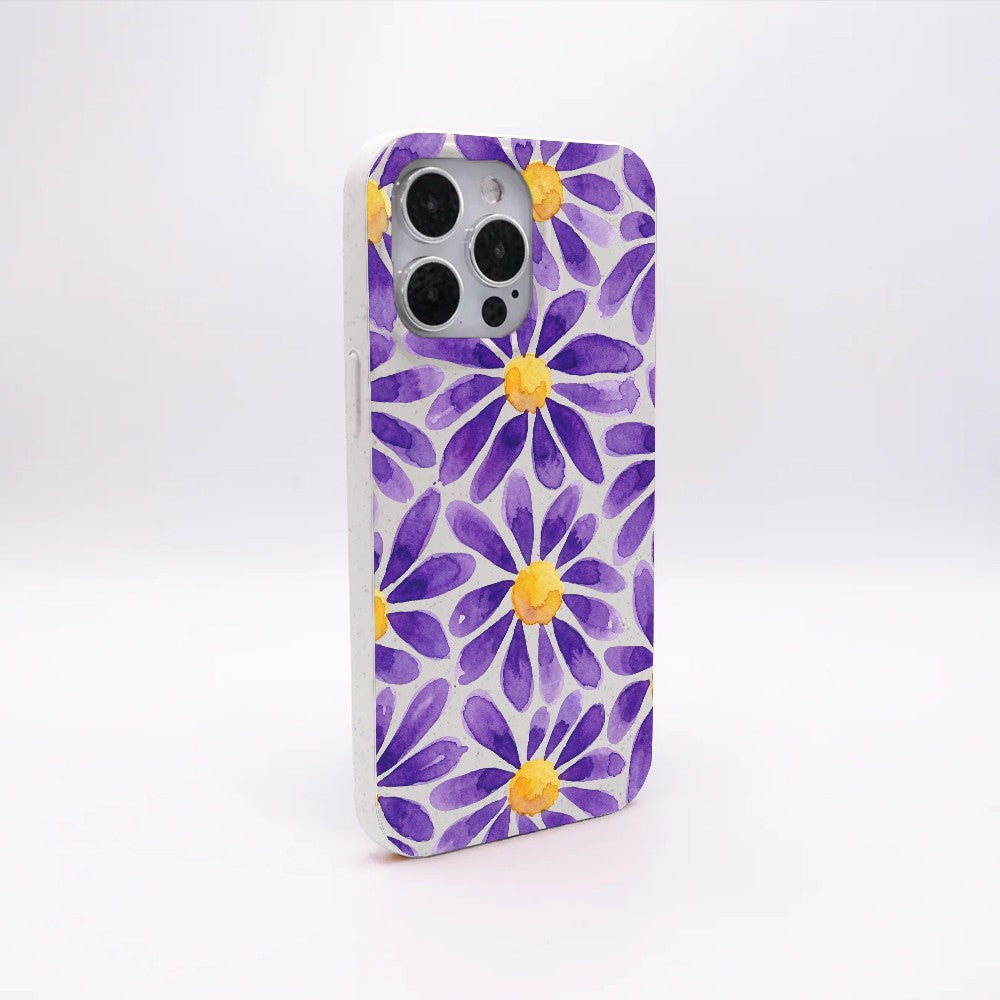 Biologisch abbaubare Handyhülle iPhone 13 pro max Purplebloom — kompostierbar — Rückseite