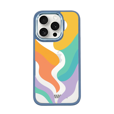 iPhone 15 pro hoesje - kleurrijke golven - "Tide Flow" - duurzaam