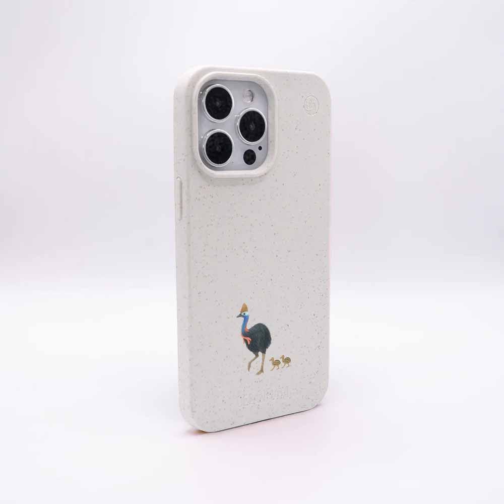iPhone 14 Hülle - Cassowary weiß - "CassowaryStroll" - nachhaltig